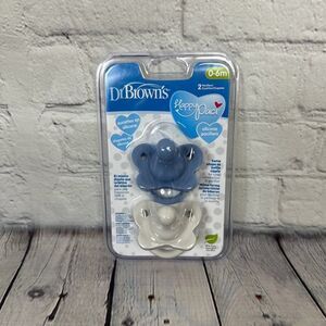 Dr Brown's Happy Paci 0-6m Silicone Baby Pacifiers New 2 Pack BLUE/WHITE